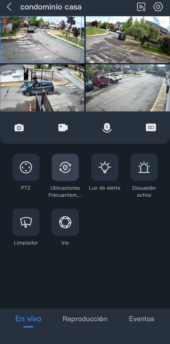 App con las cámaras de un cliente en vivo
